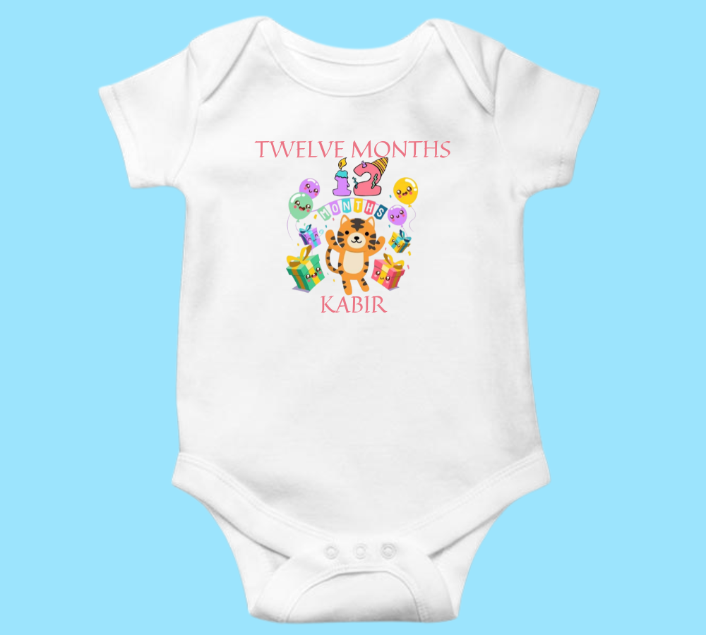 Twelve Months Birthday Baby Onesie