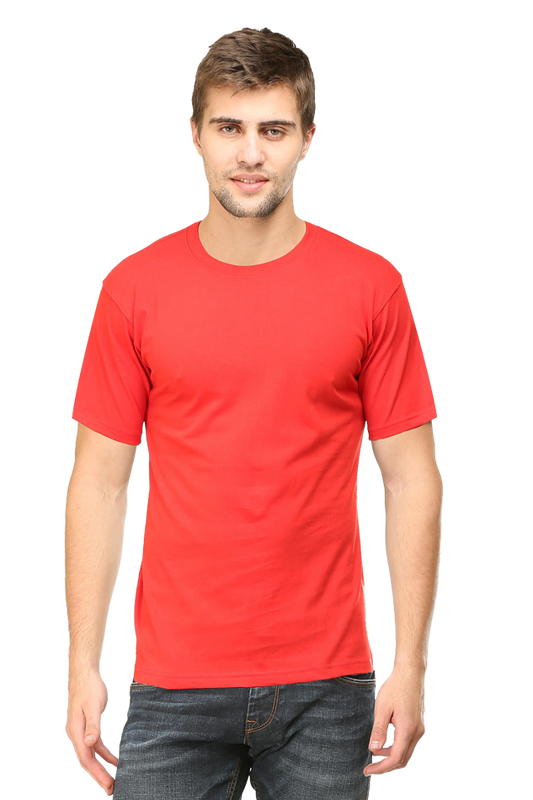 Men's Classic T-shirt 100% Cotton Round Neck Half Sleeves - Red for Men