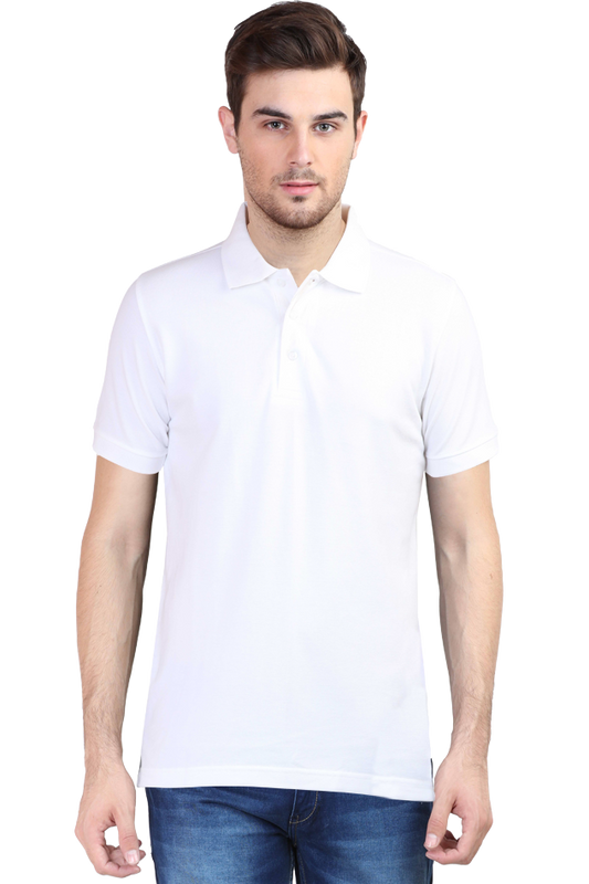 Men's Regular Half Sleeves Solid Polo T-Shirt - White