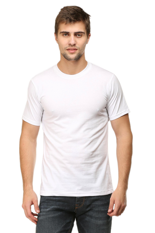 Men's Classic T-shirt 100% Cotton Round Neck Half Sleeves - White for Men