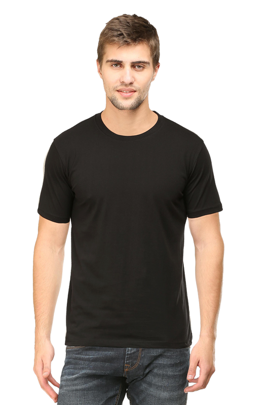 Men's Classic T-shirt 100% Cotton Round Neck Half Sleeves - Black for Men