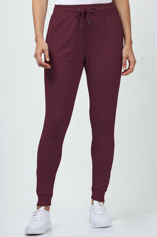 Women's & Girls Relaxed Fit Cotton Joggers Pants - Maroon