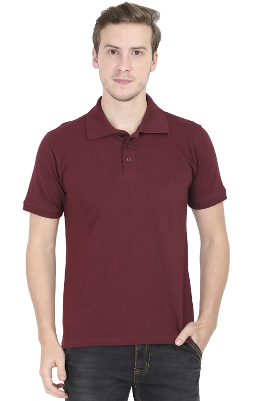 Men's Regular Half Sleeves Solid Polo T-Shirt - Maroon