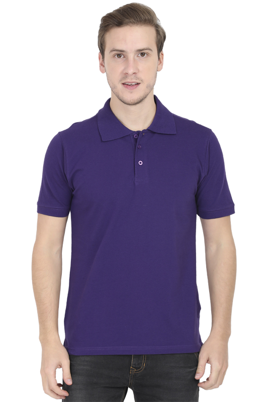 Men's Regular Half Sleeves Solid Polo T-Shirt - Purple