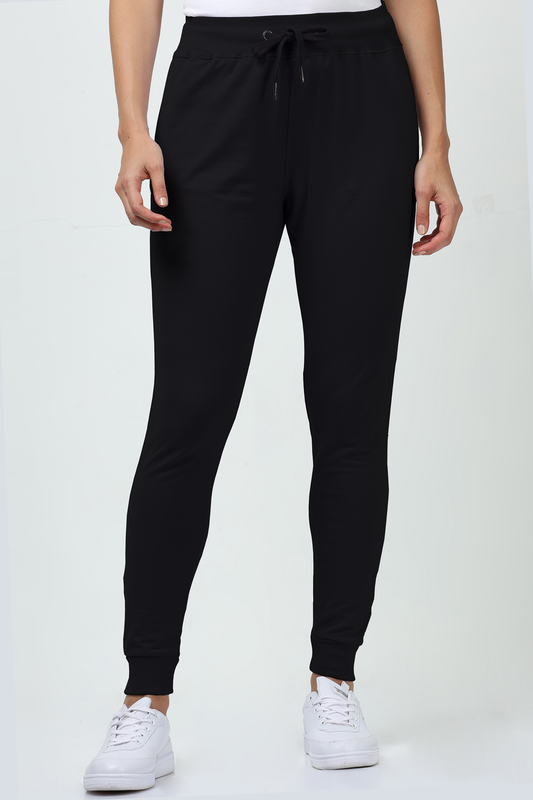 Women's & Girls Relaxed Fit Cotton Joggers Pants - Black