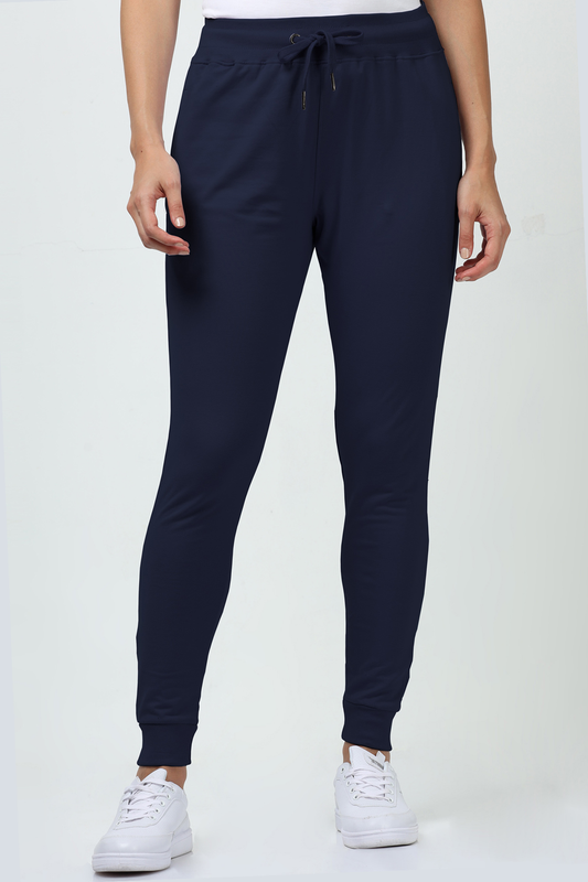 Women's & Girls Relaxed Fit Cotton Joggers Pants - Navy Blue