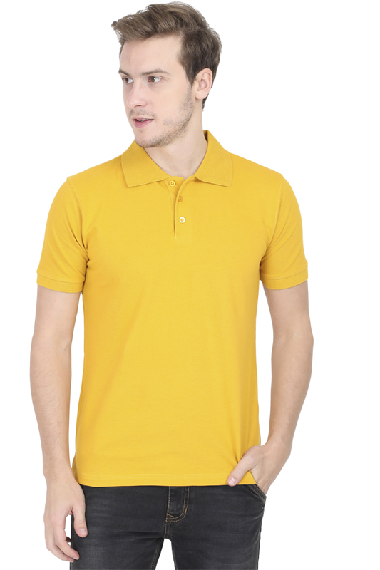 Men's Regular Half Sleeves Solid Polo T-Shirt - Mustard Yellow