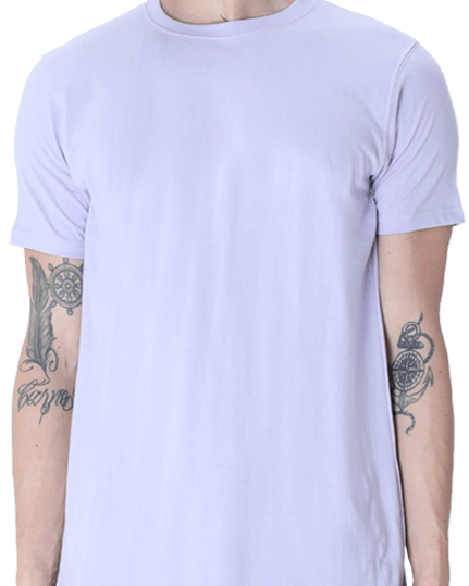 Men's Classic T-shirt 100% Cotton Round Neck Half Sleeves - Lavender for Men