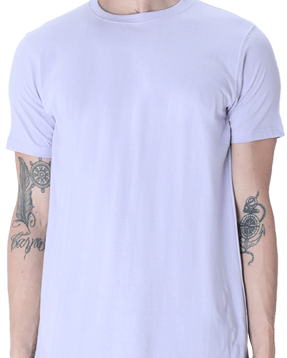 Men's Classic T-shirt 100% Cotton Round Neck Half Sleeves - Lavender for Men