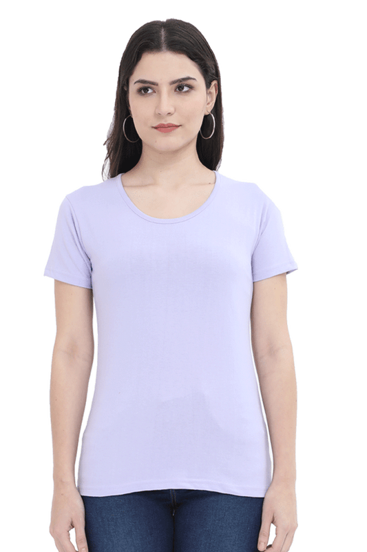 Women's & Girls Classic T-shirt 100% Cotton Round Neck Half Sleeves - Lavender