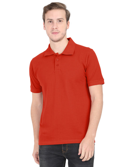 Men's Regular Half Sleeves Solid Polo T-Shirt - Brick Red