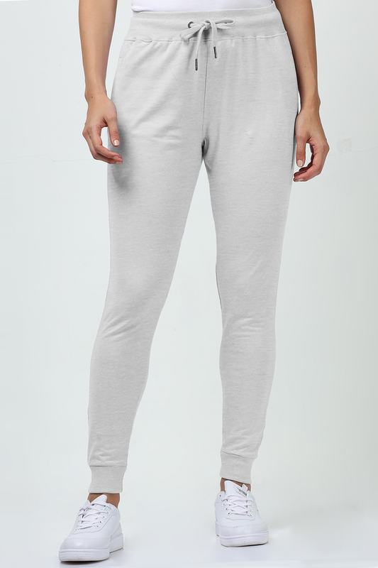 Women's & Girls Relaxed Fit Cotton Joggers Pants - Grey Melange