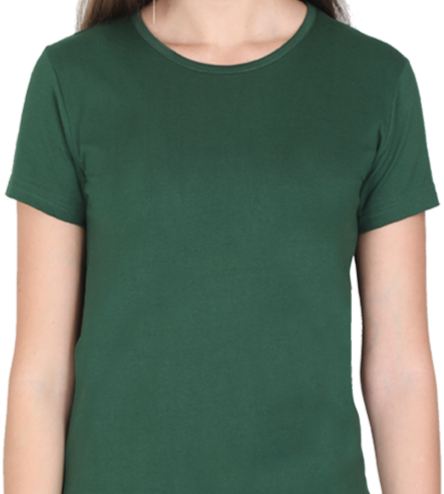 Women's & Girls Classic T-shirt 100% Cotton Round Neck Half Sleeves - Bottle Green