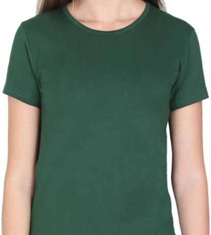 Women's & Girls Classic T-shirt 100% Cotton Round Neck Half Sleeves - Bottle Green