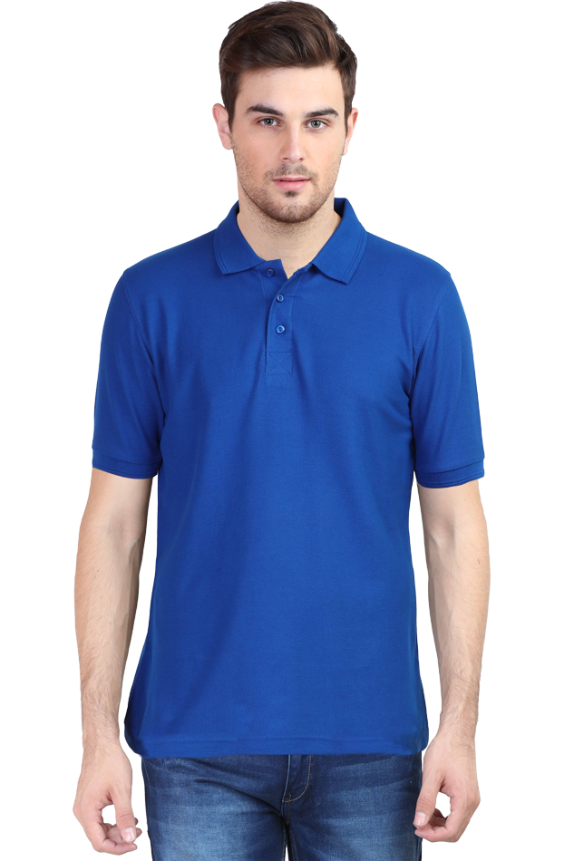 Men's Regular Half Sleeves Solid Polo T-Shirt - Royal Blue