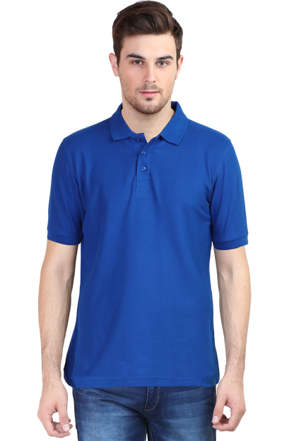 Men's Regular Half Sleeves Solid Polo T-Shirt - Royal Blue