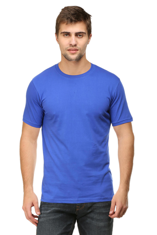 Men's Classic T-shirt 100% Cotton Round Neck Half Sleeves - Royal Blue for Men