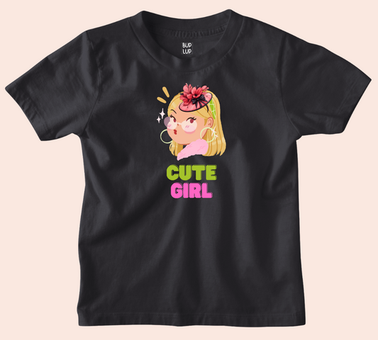 Cute Girl - Kids T-Shirt Regular Fit Cotton - 5 Colors - Girls