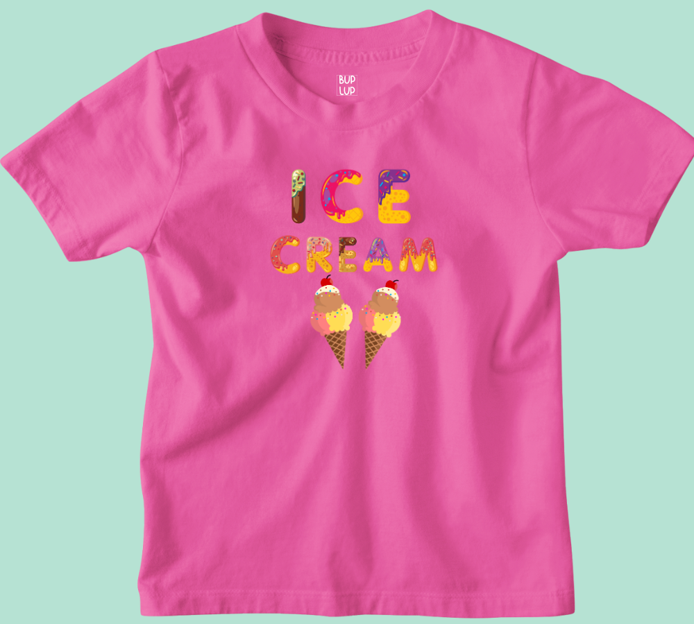 Ice Cream Cone - Kids T-Shirt Regular Fit Cotton - 5 Colors - Girls