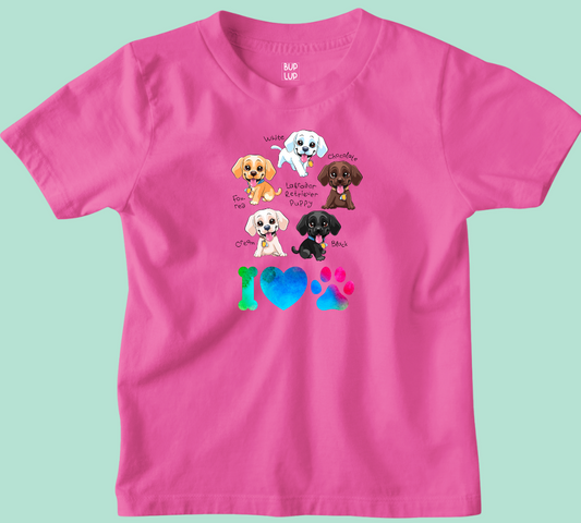 Dog Puppies - Kids T-Shirt Regular Fit Cotton - 5 Colors - Girls