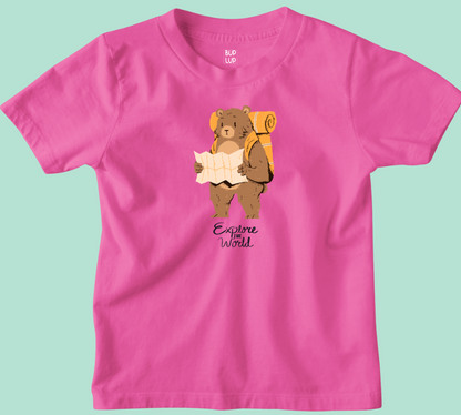 Explore The World - Kids T-Shirt Regular Fit Cotton - 5 Colors - Girls