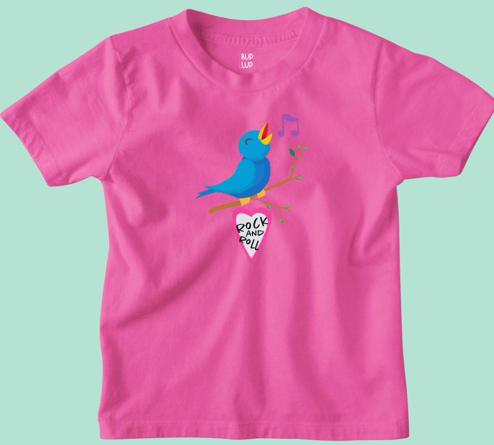 Bird Rock and Roll - Kids T-Shirt Regular Fit Cotton - 5 Colors - Girls