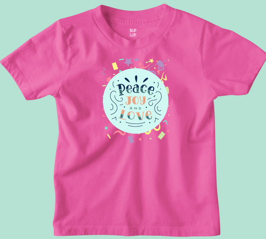 Peace Joy and Love - Kids T-Shirt Regular Fit Cotton - 5 Colors - Girls