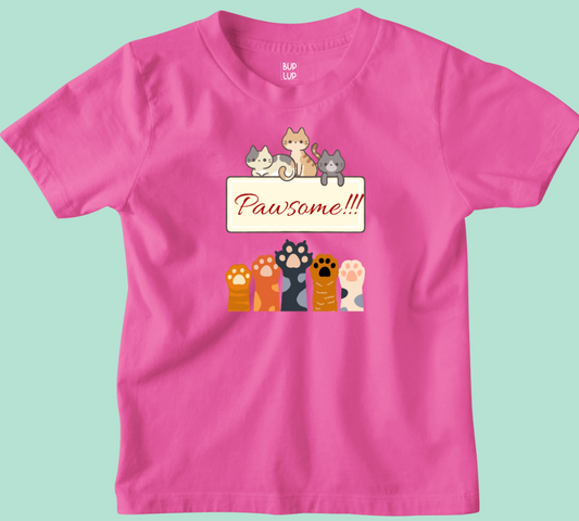 Pawsome - Kids T-Shirt Regular Fit Cotton - 5 Colors - Girls