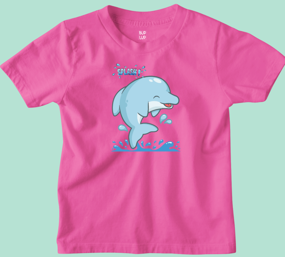 Dolphin Splash - Kids T-Shirt Regular Fit Cotton - 5 Colors - Girls