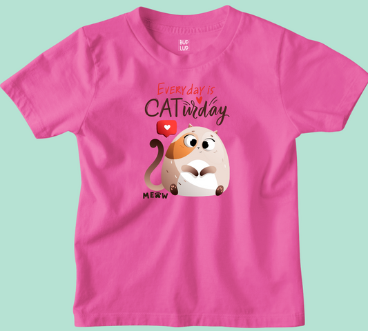 Every Day is a Caturday - Kids T-Shirt Regular Fit Cotton - 3 Colors - Girls