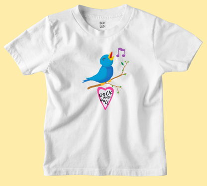 Bird Rock and Roll - Kids T-Shirt Regular Fit Cotton - 5 Colors - Girls