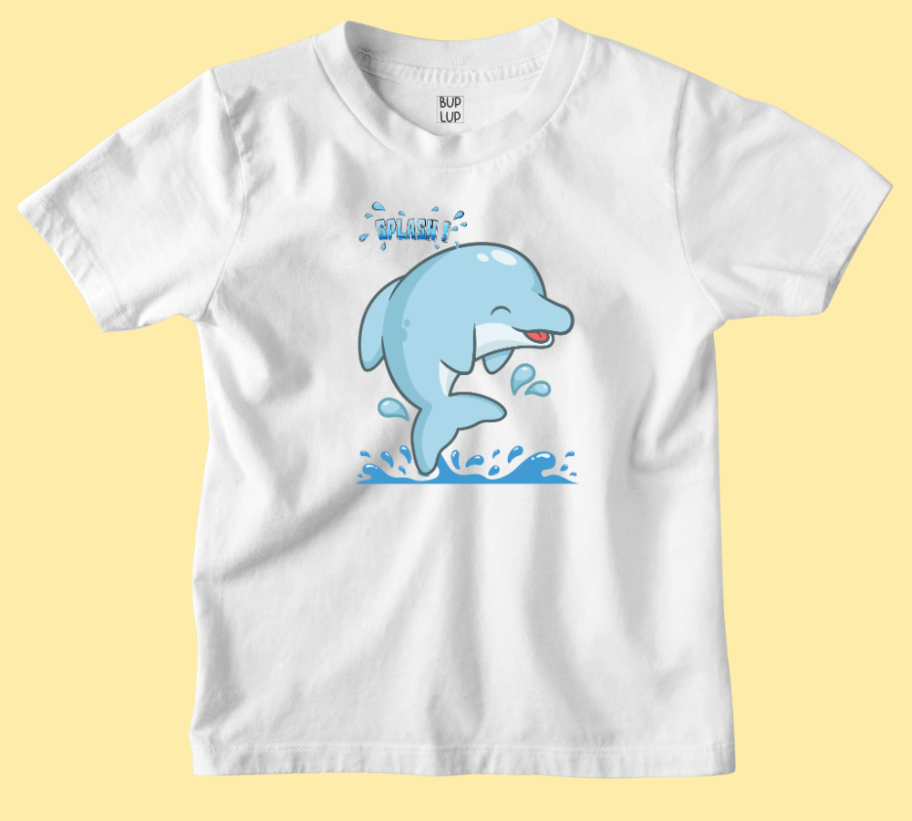 Dolphin Splash - Kids T-Shirt Regular Fit Cotton - 5 Colors - Girls