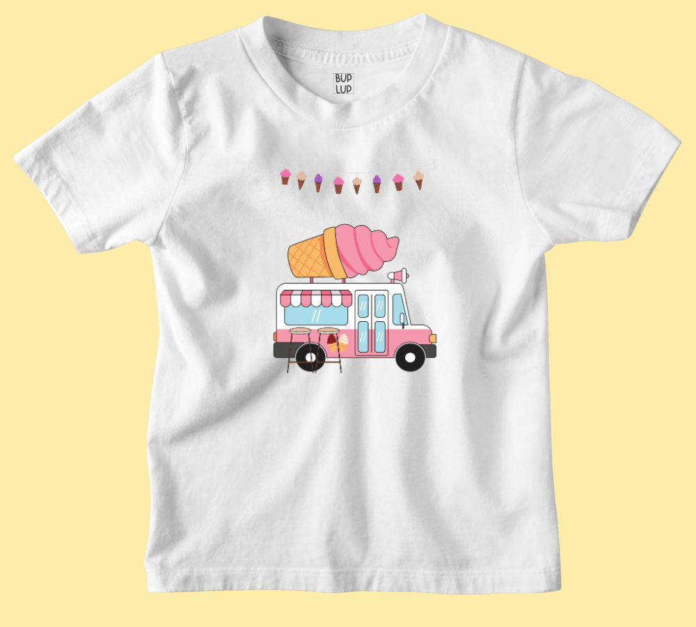 Ice Cream Van - Kids T-Shirt Regular Fit Cotton - 5 Colors - Girls