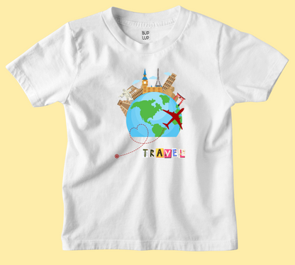 Globe Travel - Kids T-Shirt Regular Fit Cotton - 5 Colors - Girls