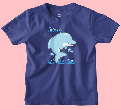 Dolphin Splash - Kids T-Shirt Regular Fit Cotton - 5 Colors - Girls