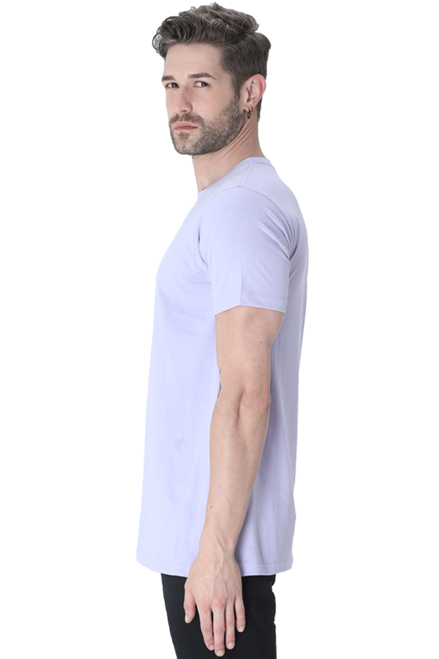 Men's Classic T-shirt 100% Cotton Round Neck Half Sleeves - Lavender for Men