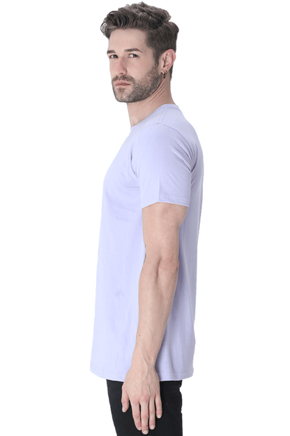 Men's Classic T-shirt 100% Cotton Round Neck Half Sleeves - Lavender for Men