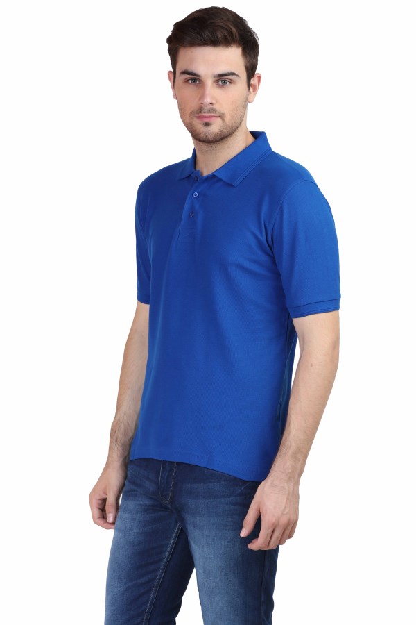 Men's Regular Half Sleeves Solid Polo T-Shirt - Royal Blue