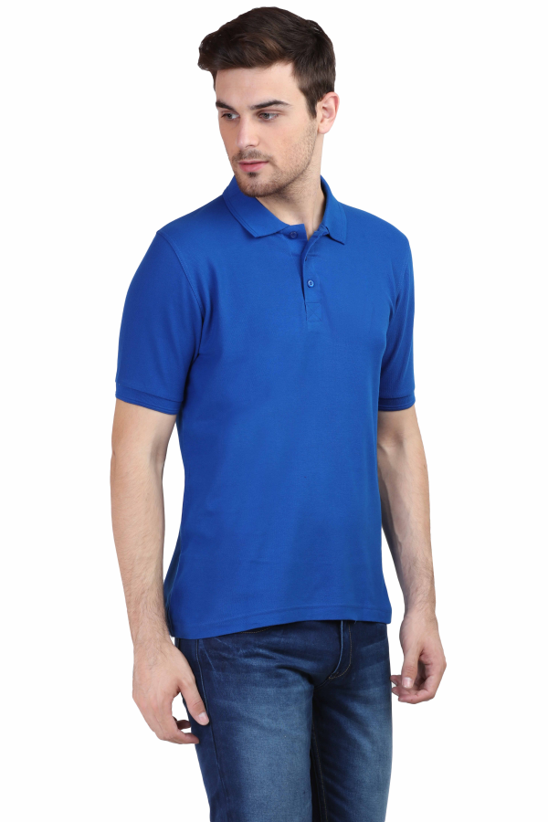 Men's Regular Half Sleeves Solid Polo T-Shirt - Royal Blue