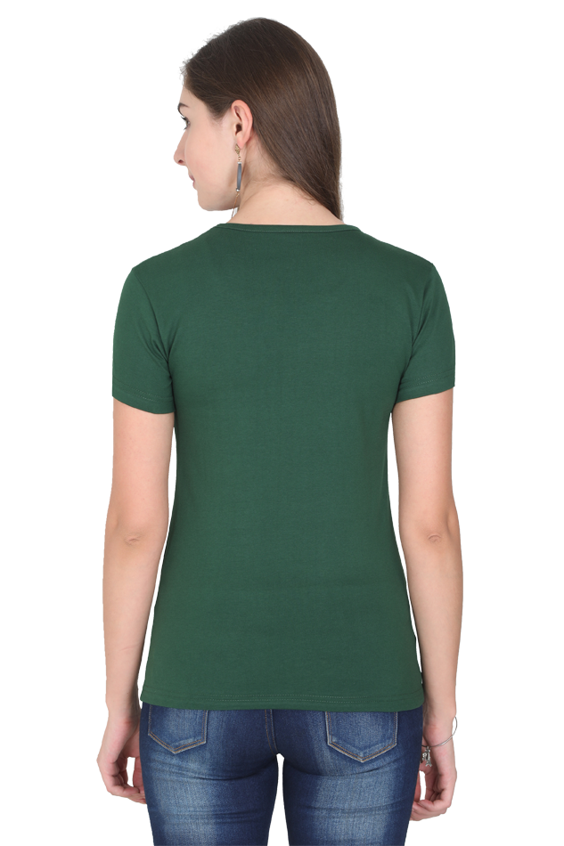 Women's & Girls Classic T-shirt 100% Cotton Round Neck Half Sleeves - Bottle Green