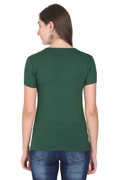 Women's & Girls Classic T-shirt 100% Cotton Round Neck Half Sleeves - Bottle Green