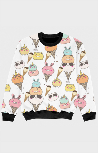 Ice Cream Bunny - Kids Printed Sweatshirt