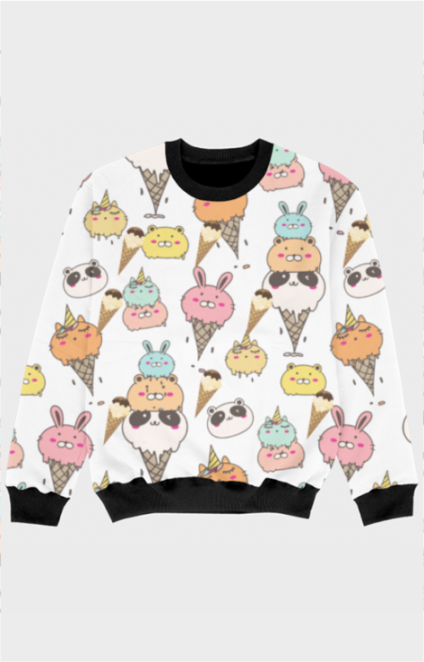 Ice Cream Bunny - Kids Printed Sweatshirt