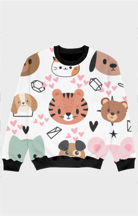 Dog and Cat - Kids Printed Sweatshirt